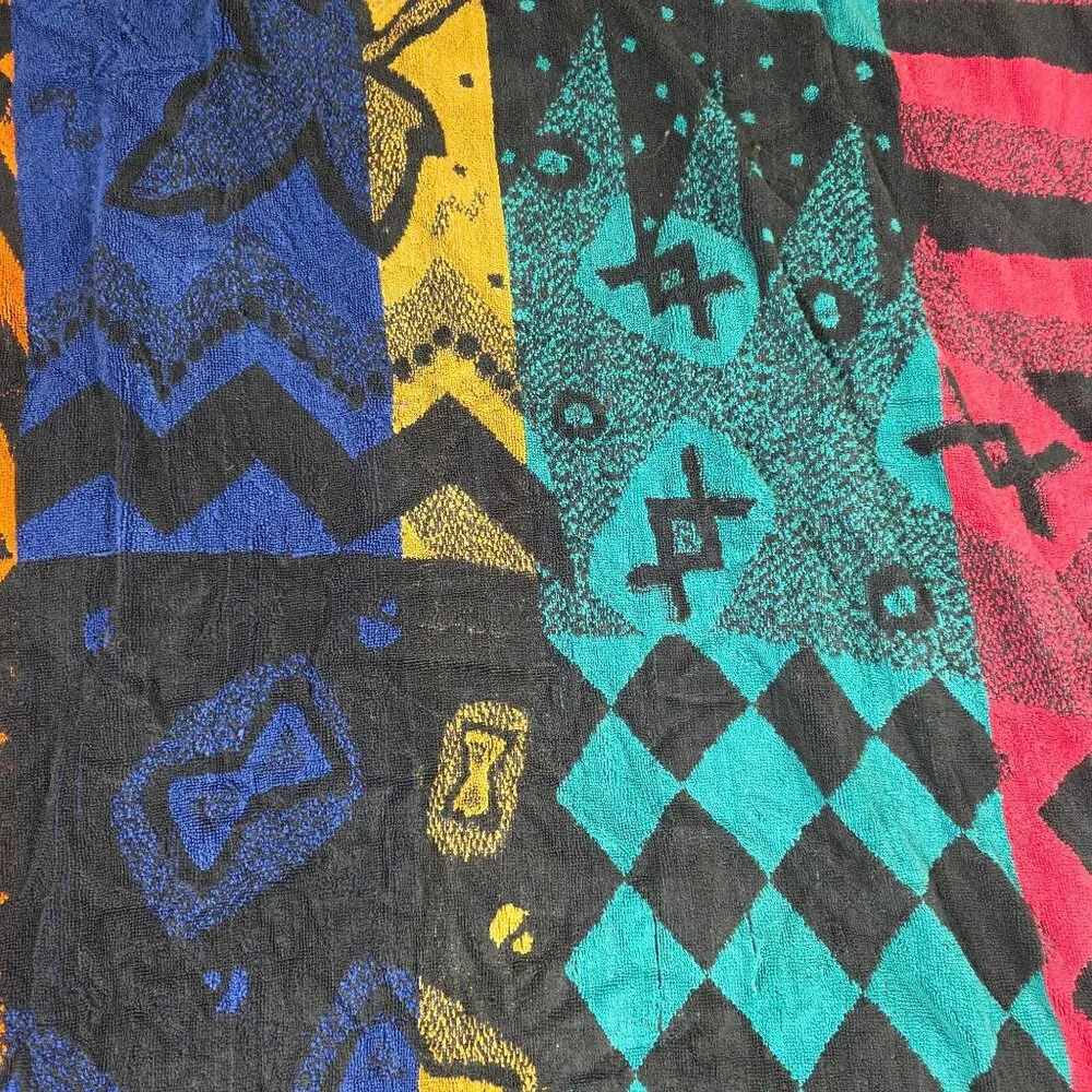 Royal Terry International Cotton Multi Color Bath Towel Abstract Patchwork